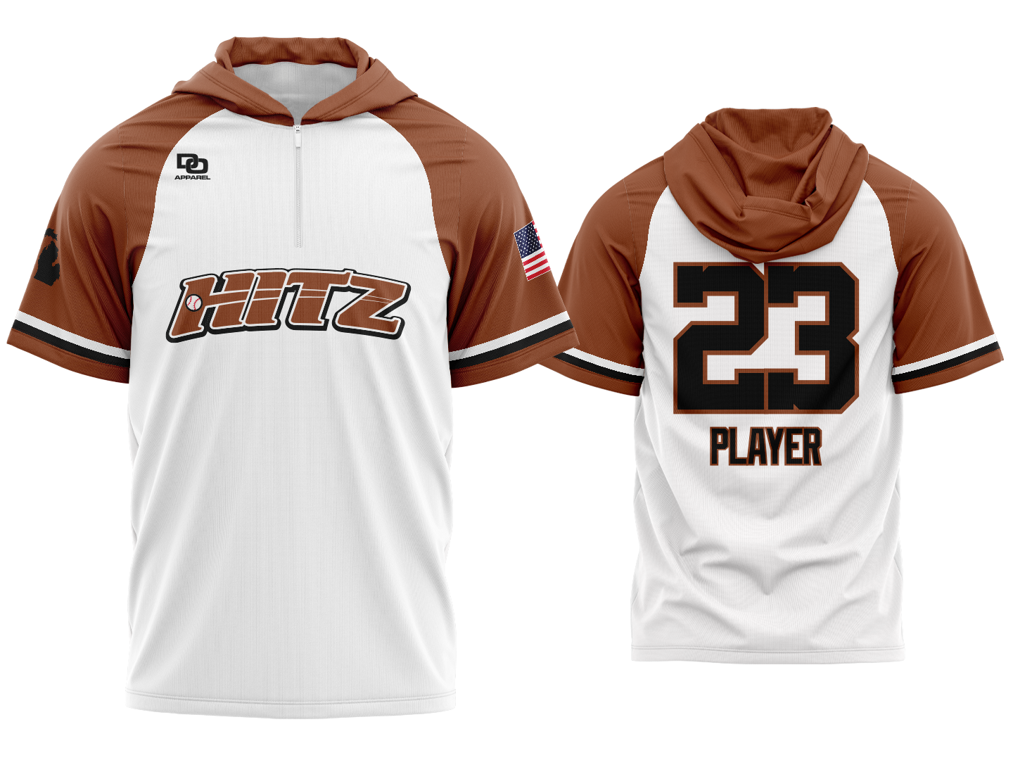 Custom QZ Hoodie SS - Texas Orange/White