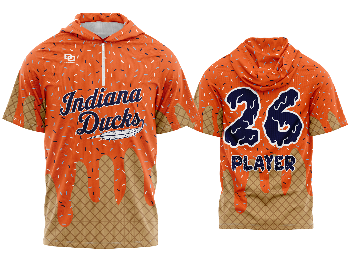 Custom Short Sleeve 1/4 Zip Shooter Hoodie - Drip Orange