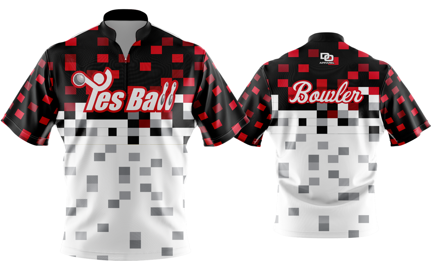 Custom Bowling Jersey - Black/White/Red