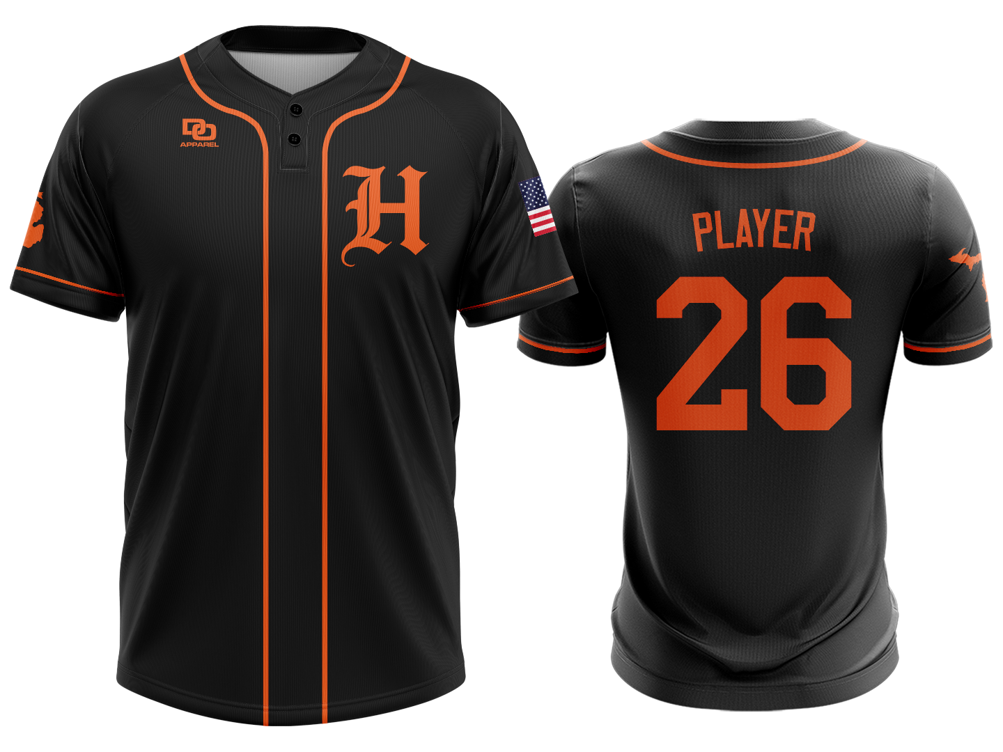 Custom Two-Button Jersey - DT Black CLN