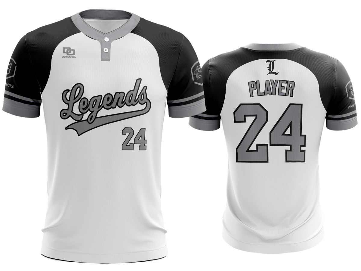 Custom Two-Button Jersey - Raglan White