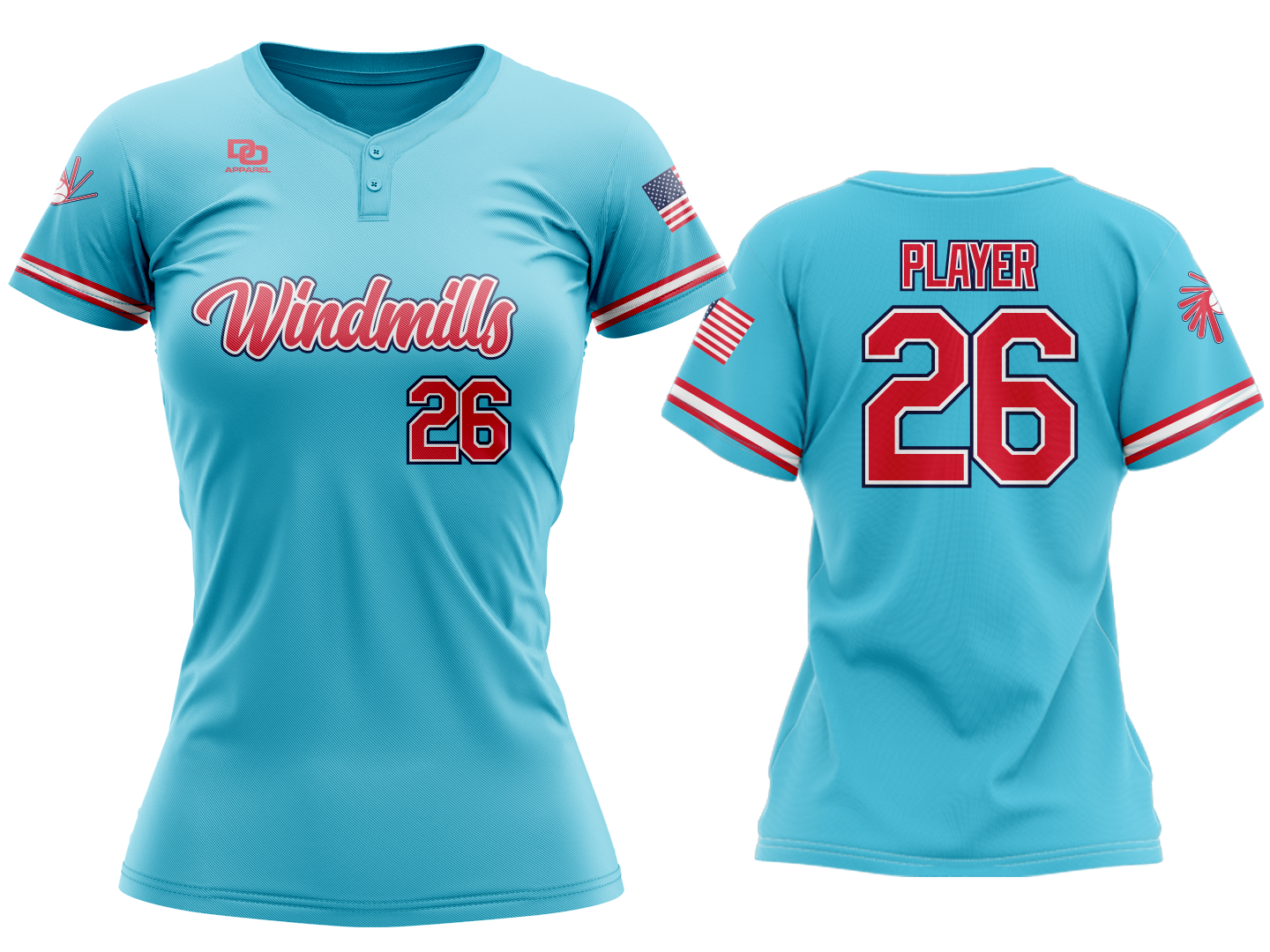Custom Womens 2-Button Jersey - Columbia