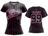 Custom Womens 2-Button Jersey - Black Pinstripe