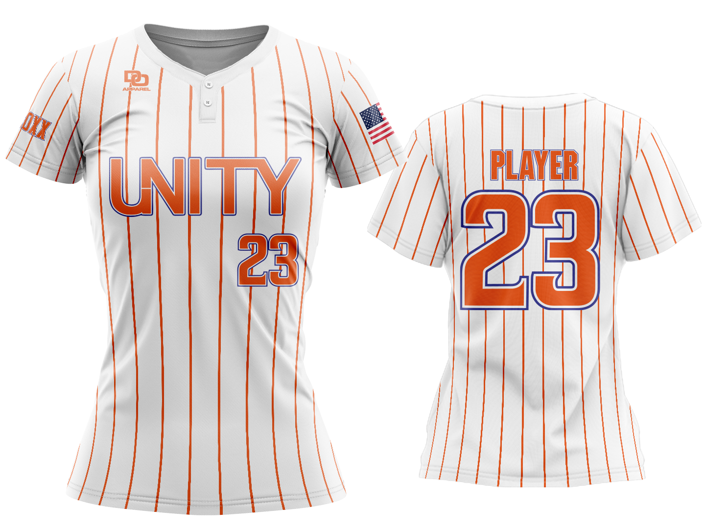 Custom Womens Two Button Jersey - White Pinny