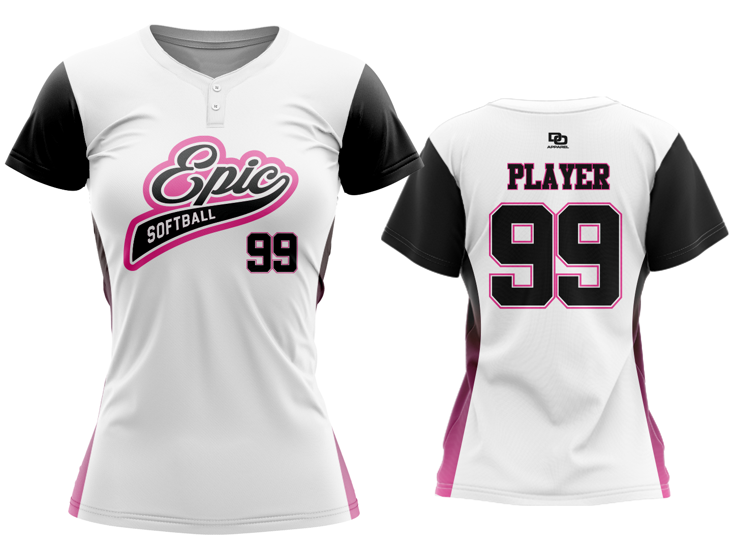 Custom Womens 2-Button Jersey - White