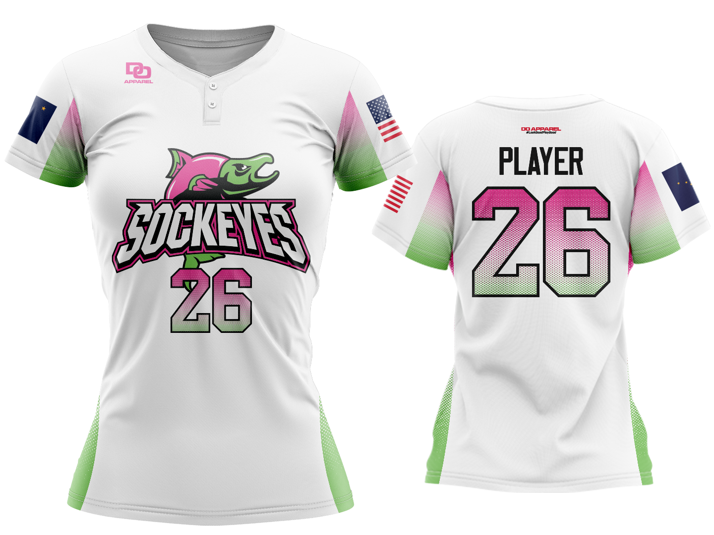 Custom Womens Two-Button Jersey - White