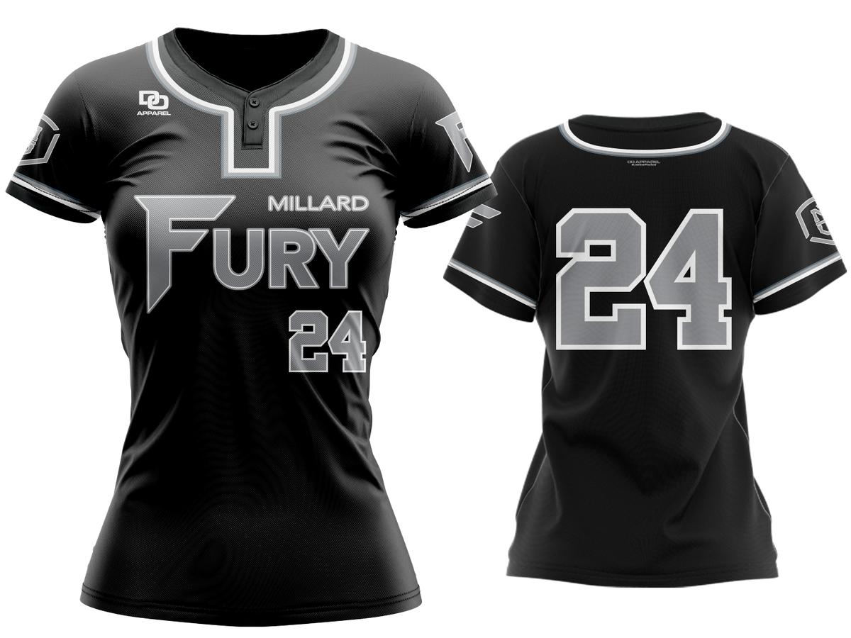 Custom Womens Two-Button Jersey - Black/Grey
