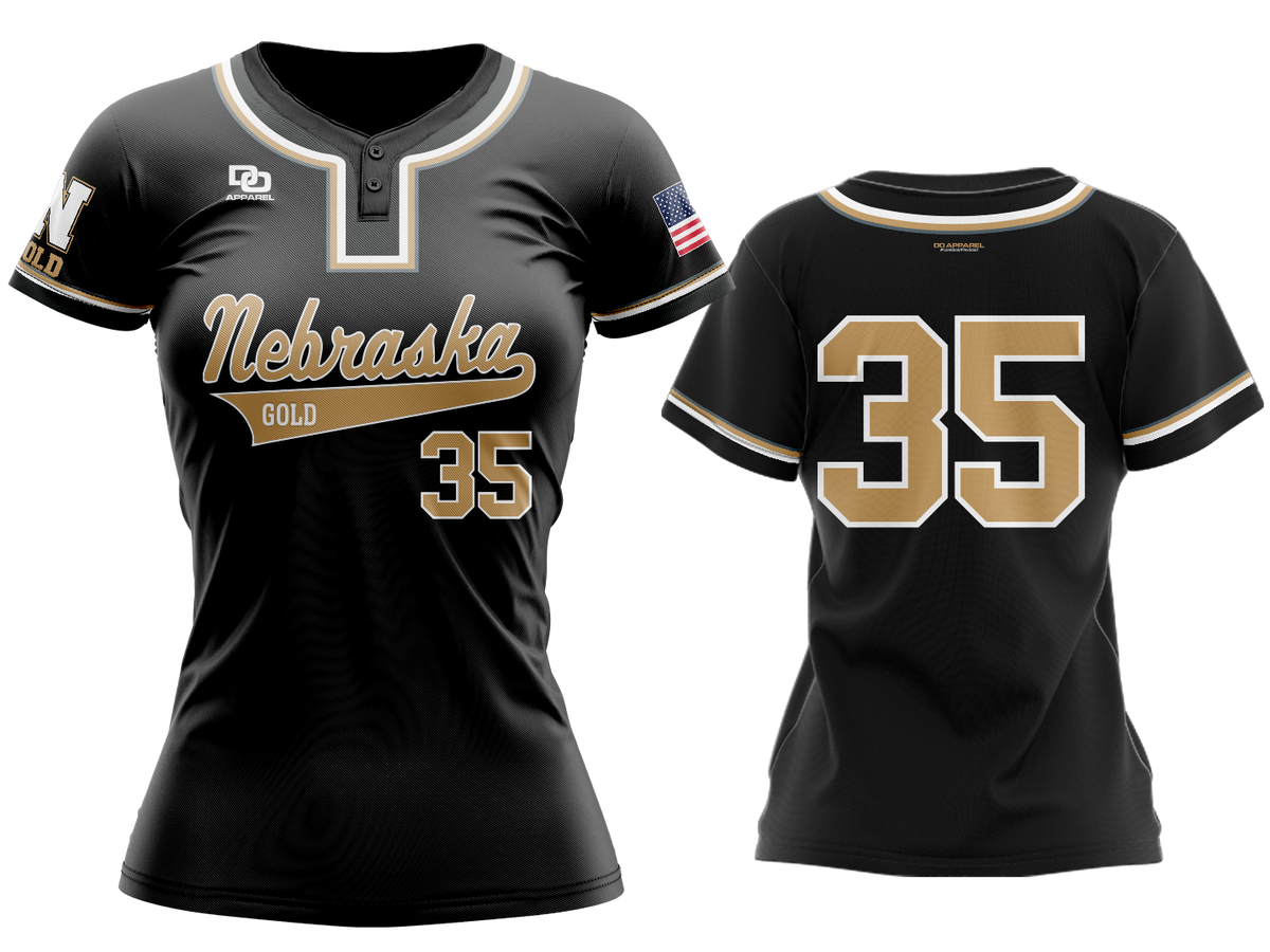 Custom Womens Two-Button Jersey - Black/Vegas