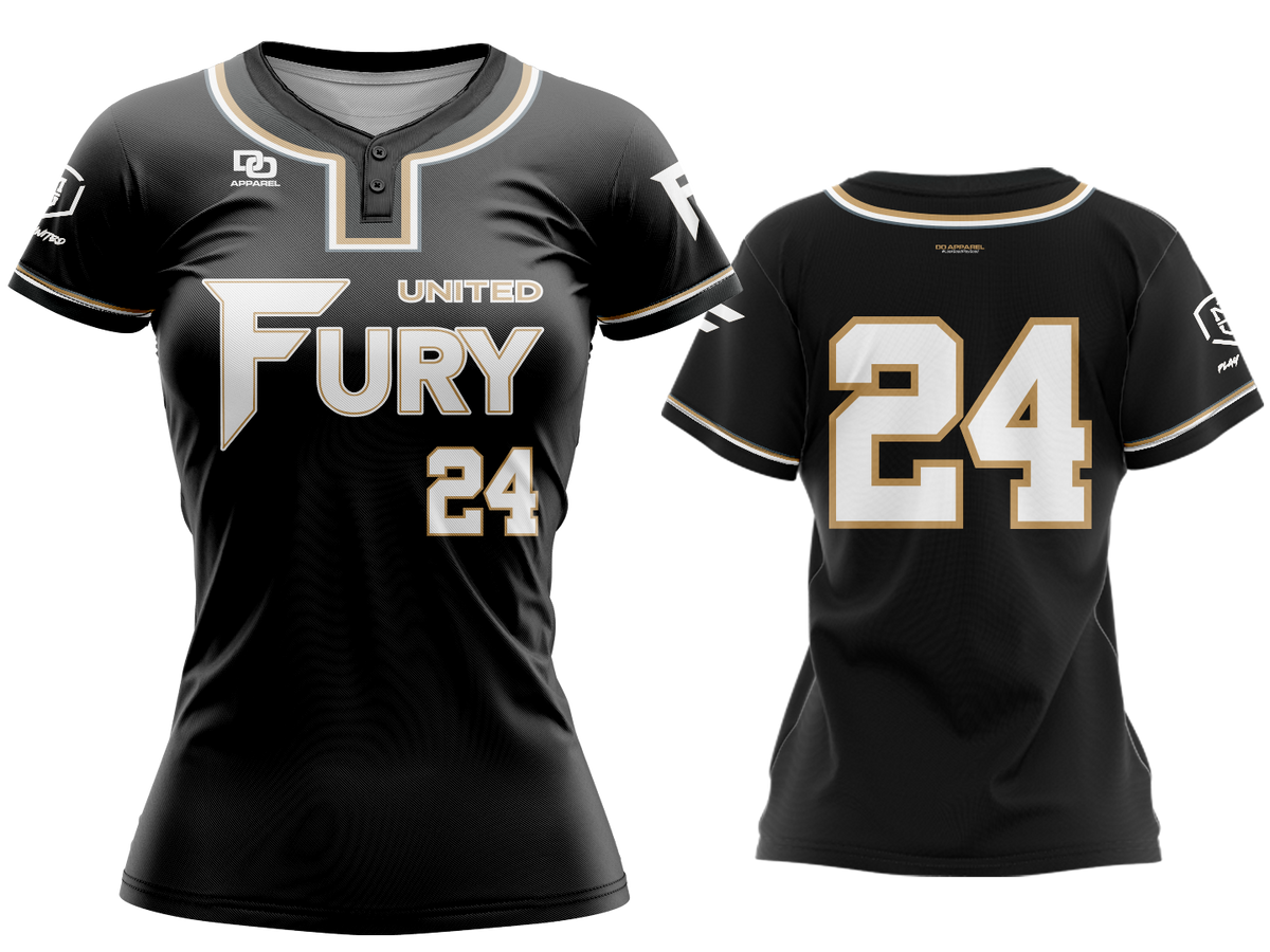 Custom Womens Two-Button Jersey - Black/White