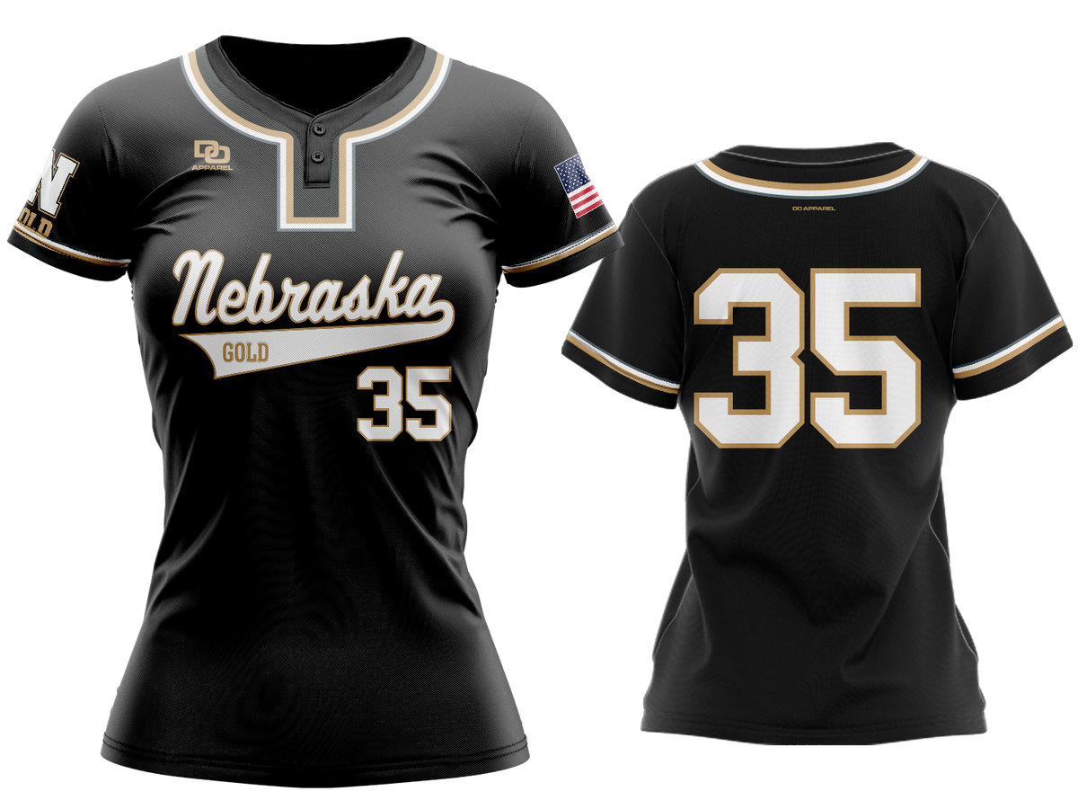 Custom Womens Two-Button Jersey - Black/White