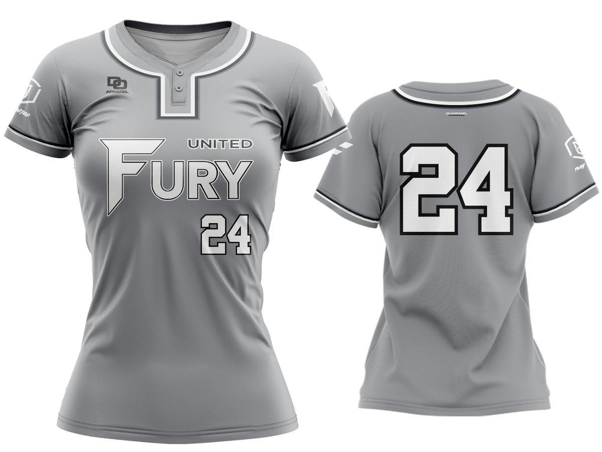 Custom Womens Two-Button Jersey - Grey/White