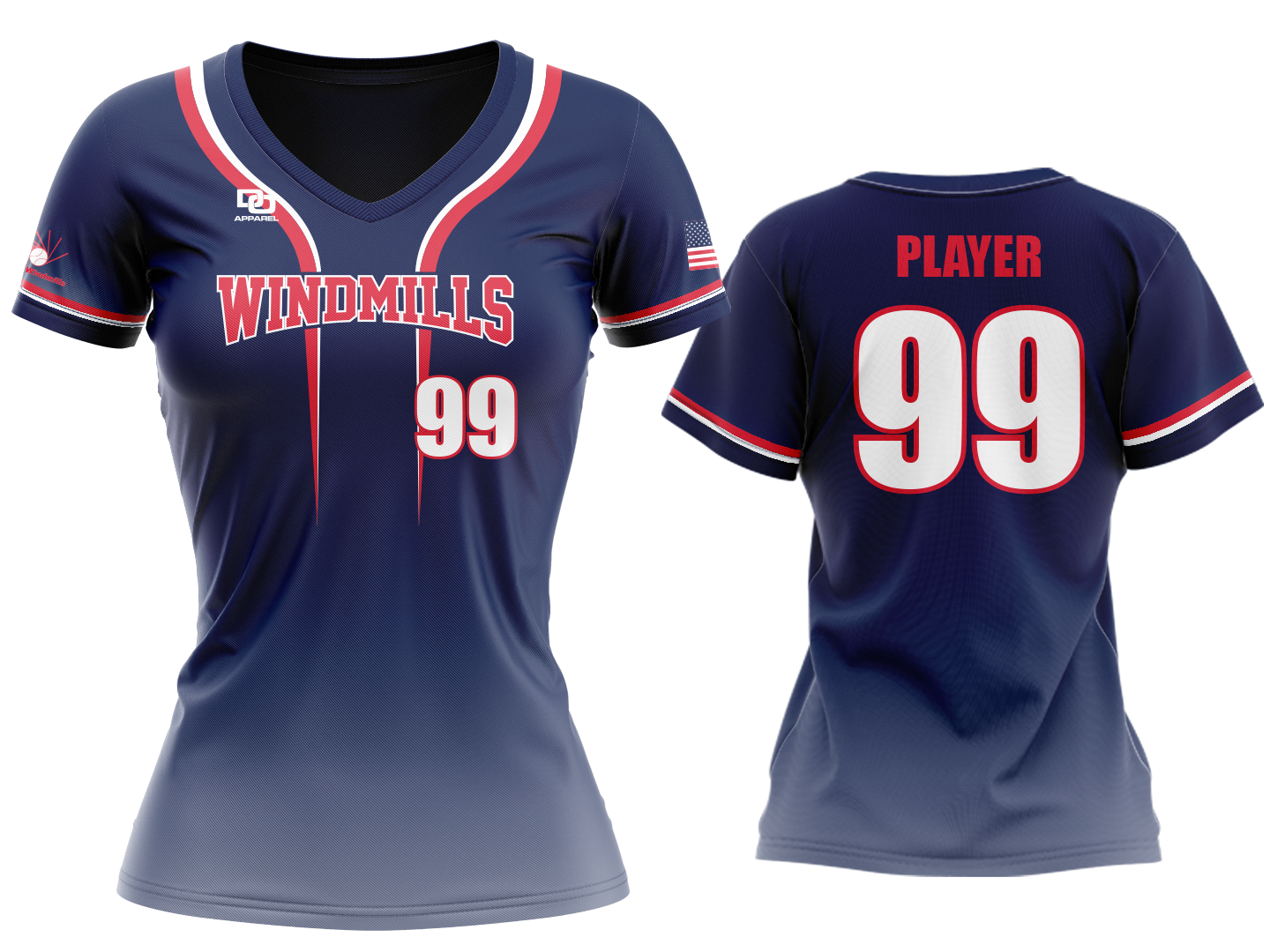 Custom V-Neck Jersey - Navy Fade