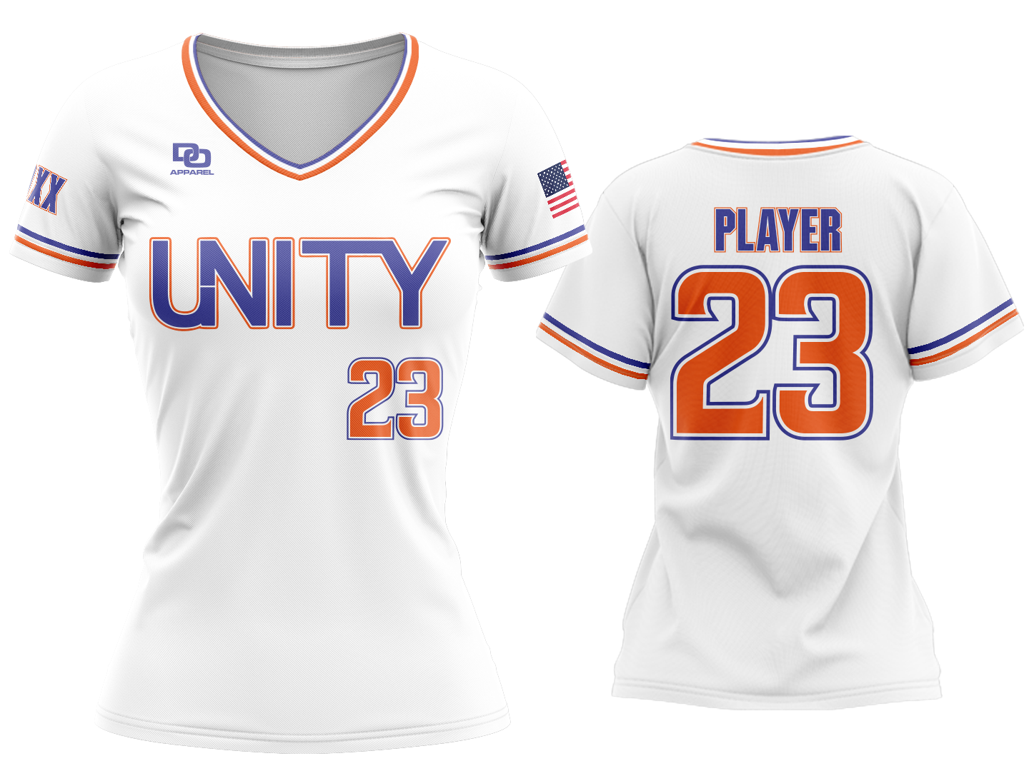 Custom Womens V-Neck Jersey - White