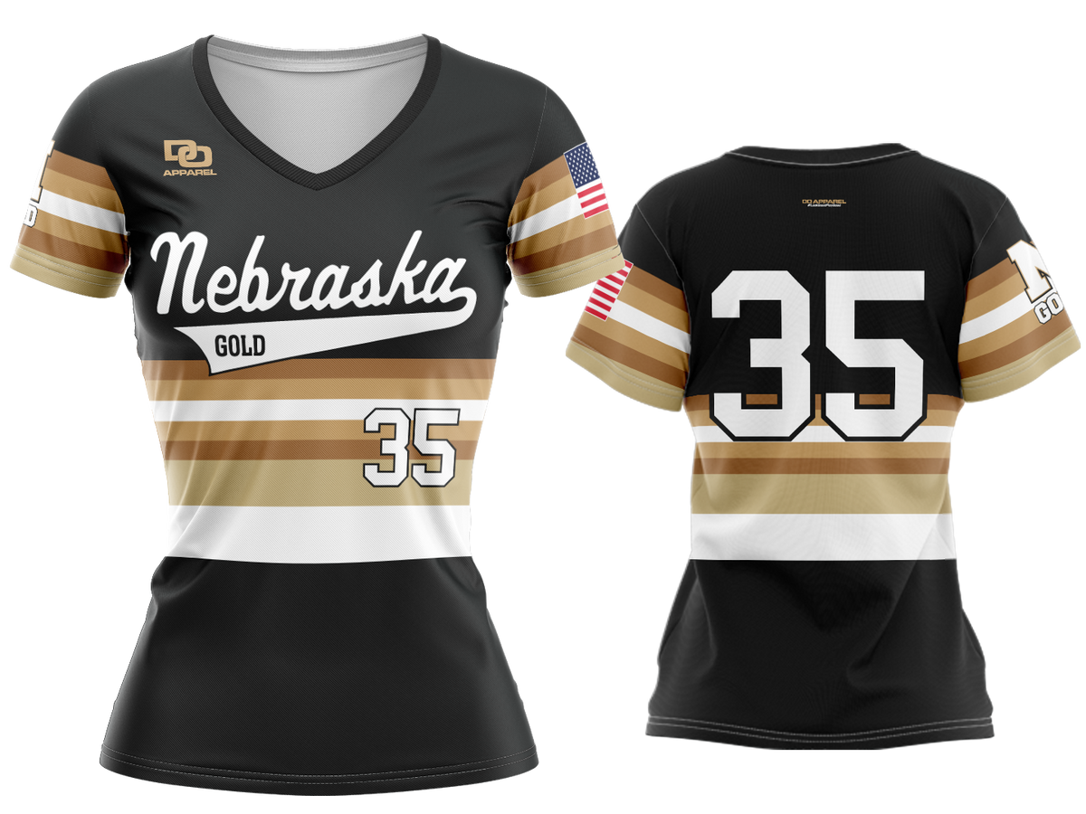 Custom Womens V-Neck Jersey - Black Astros