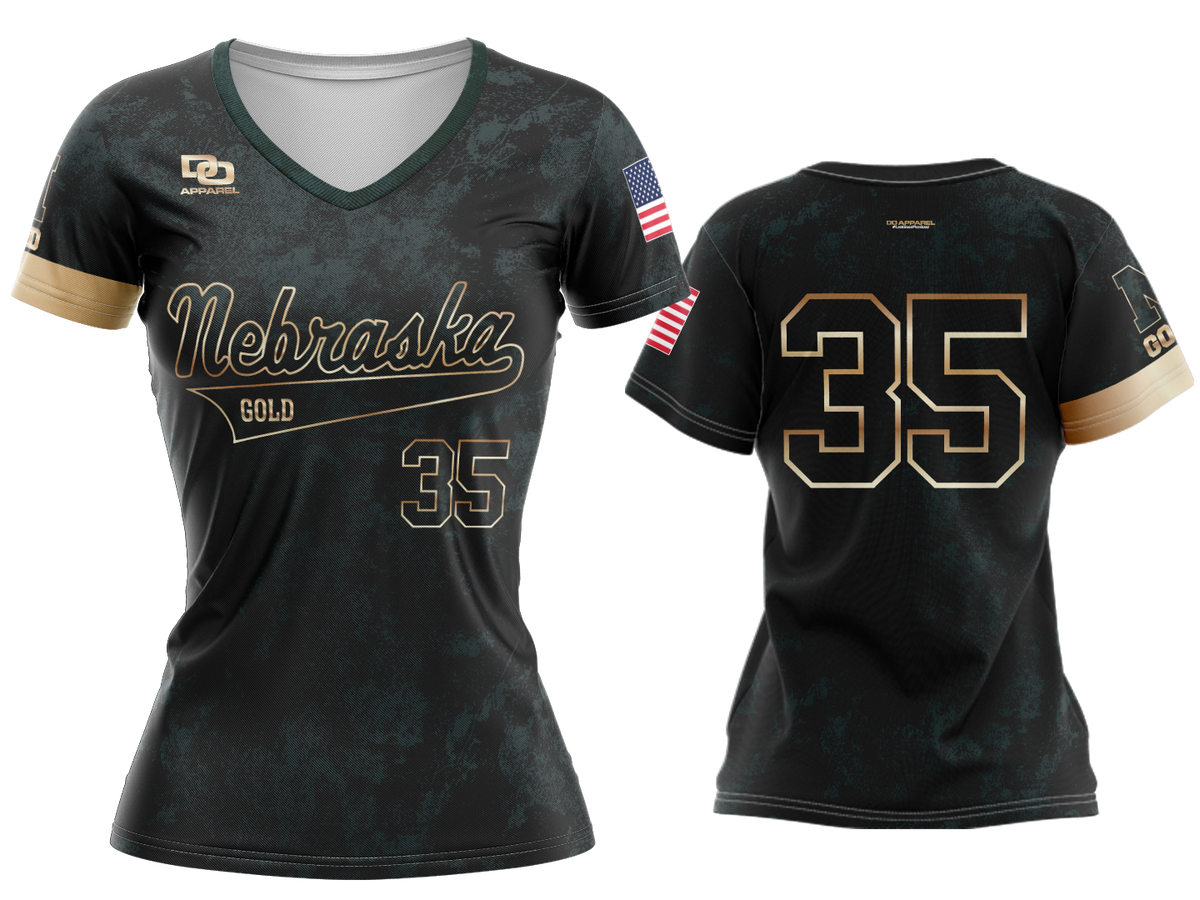 Custom Womens V-Neck Jersey - Black Rays