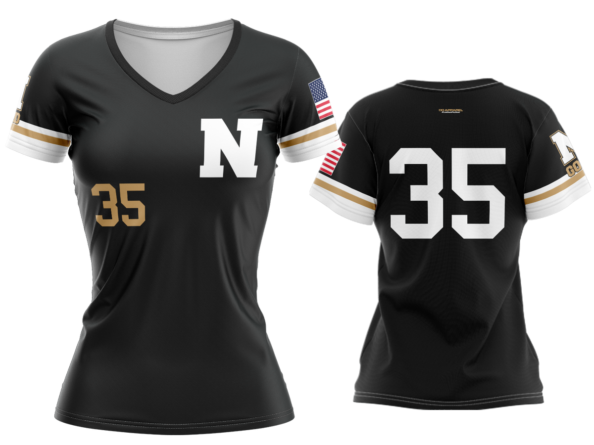 Custom Womens V-Neck Jersey - Black Royals