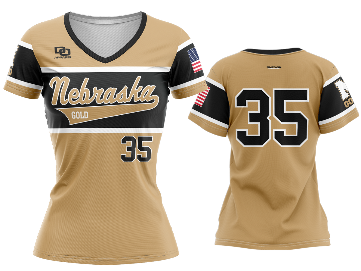 Custom Womens V-Neck Jersey - Black Stripes