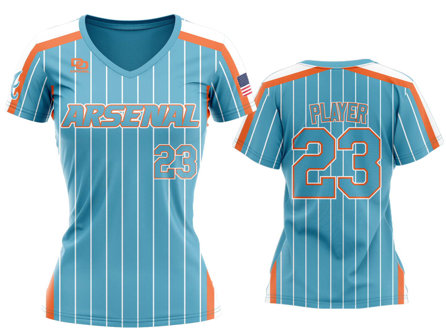 Custom Womens V-Neck Jersey - Pinstripe