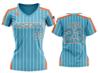 Custom Womens V-Neck Jersey - Pinstripe