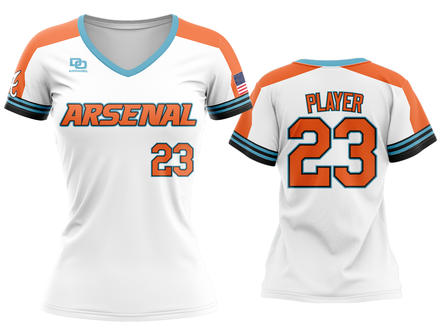 Custom Womens V-Neck Jersey - White