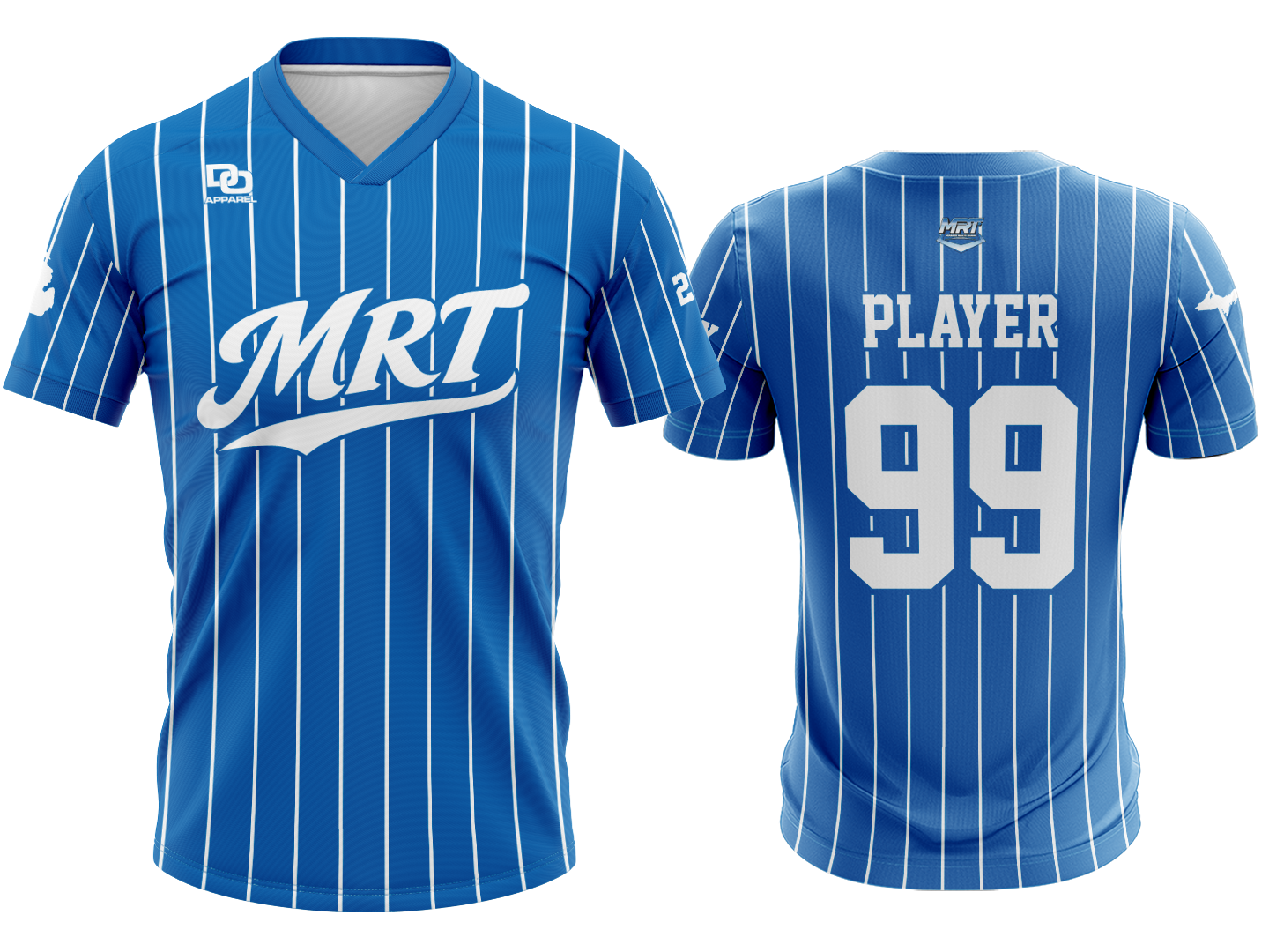 Custom V-Neck Jersey - Royal Pinstripe