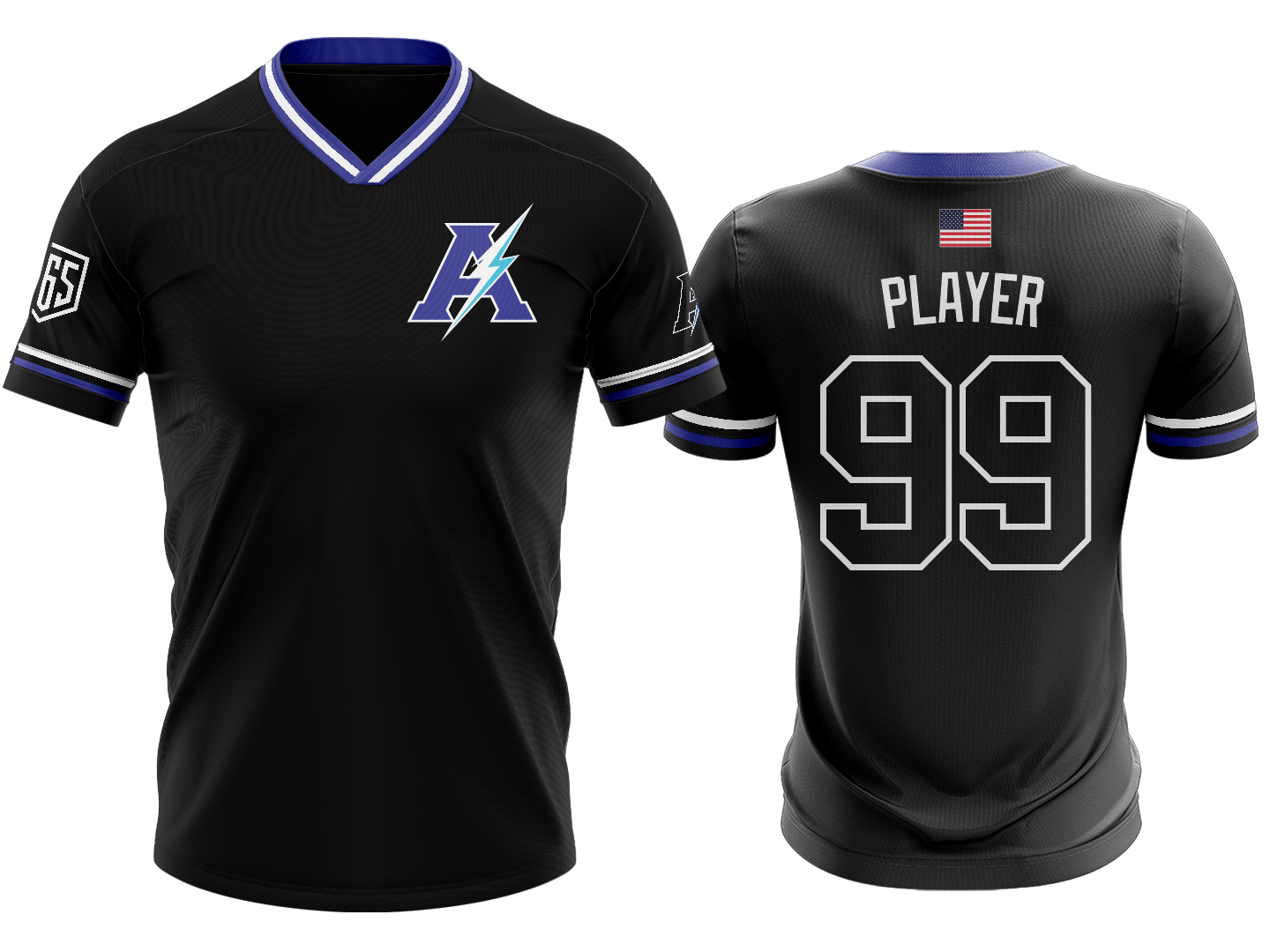 Custom V-Neck Jersey - Black