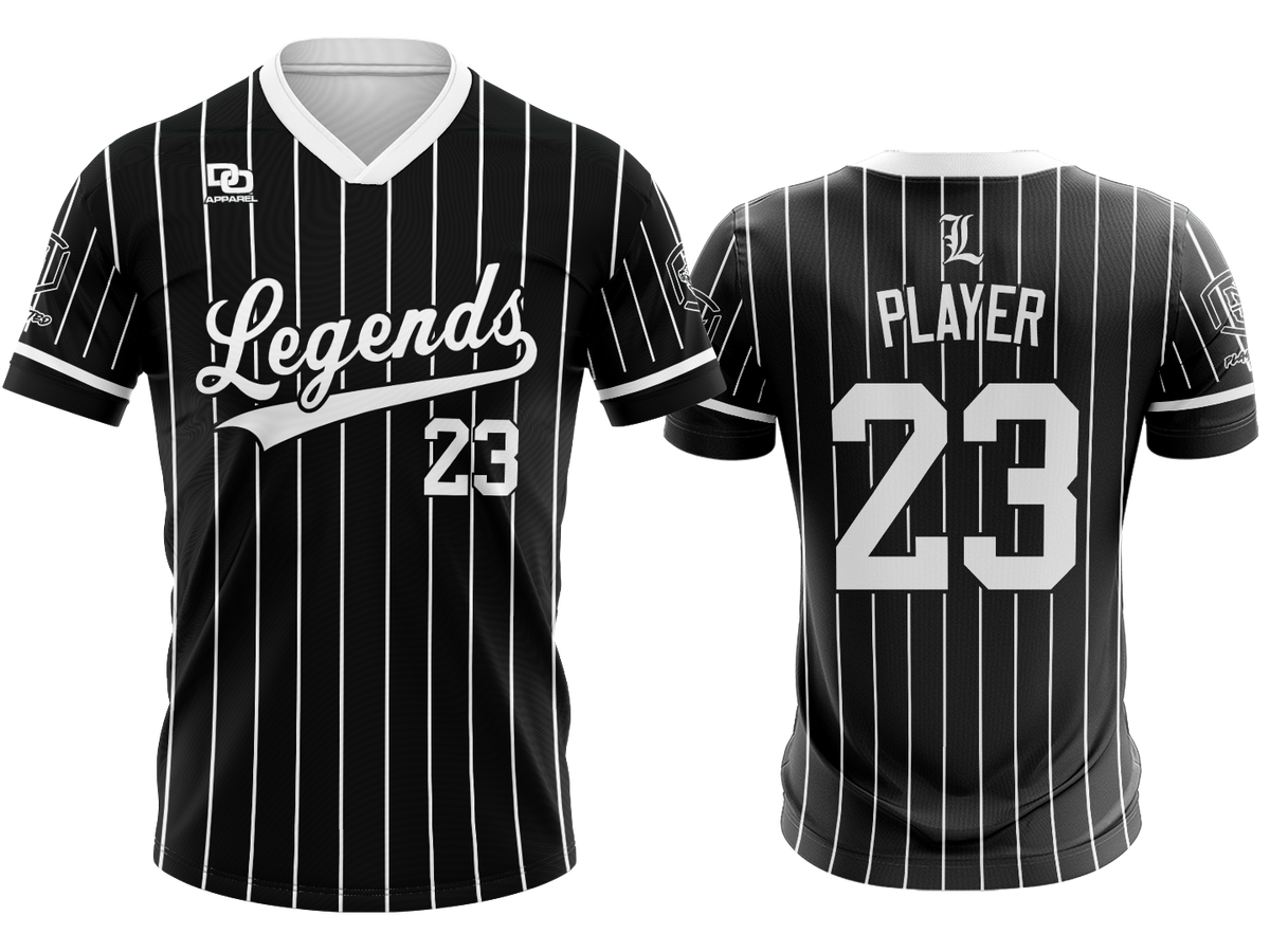 Custom V-Neck Jersey - Black/White Pinstripe