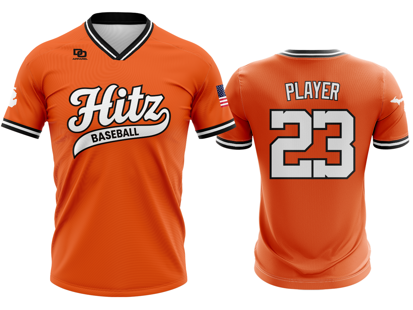 Custom V-Neck Jersey - DT Orange