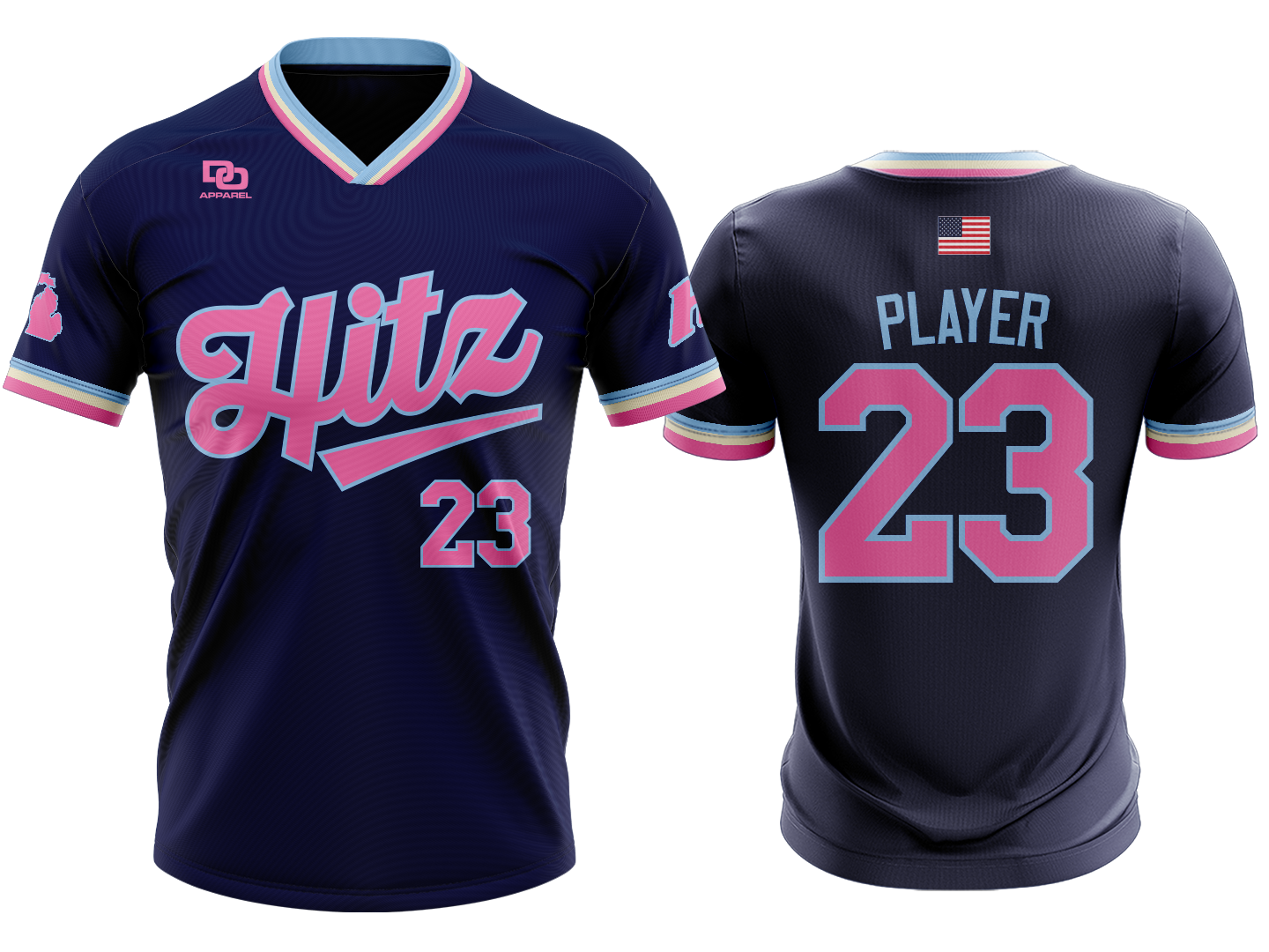 Custom V-Neck Jersey - MIN Navy