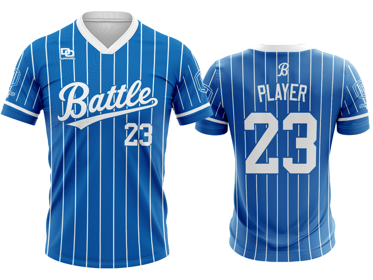 Custom V-Neck Jersey - Royal Pinstripe