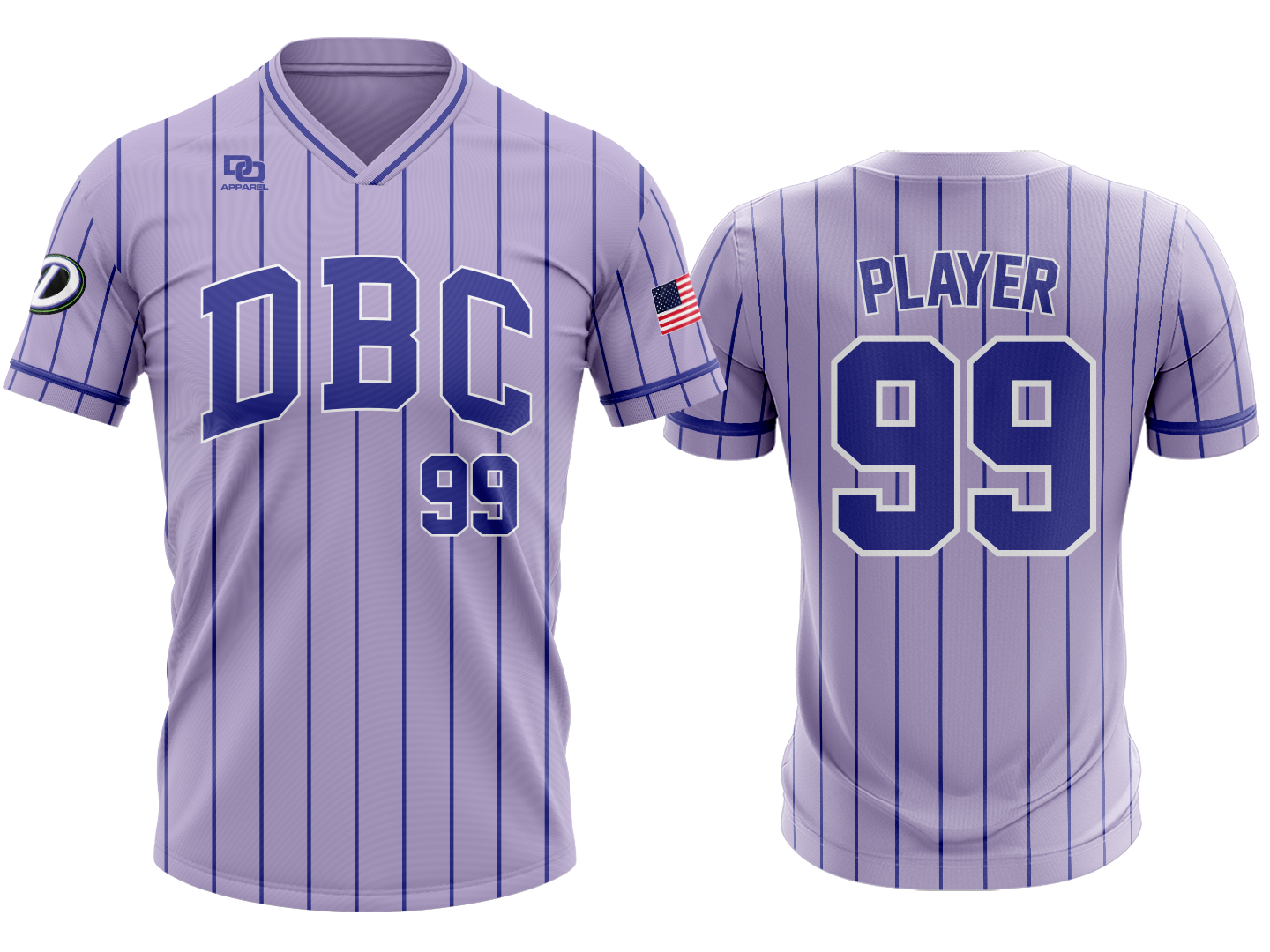 Custom V-Neck Jersey - Purple Pinstripe