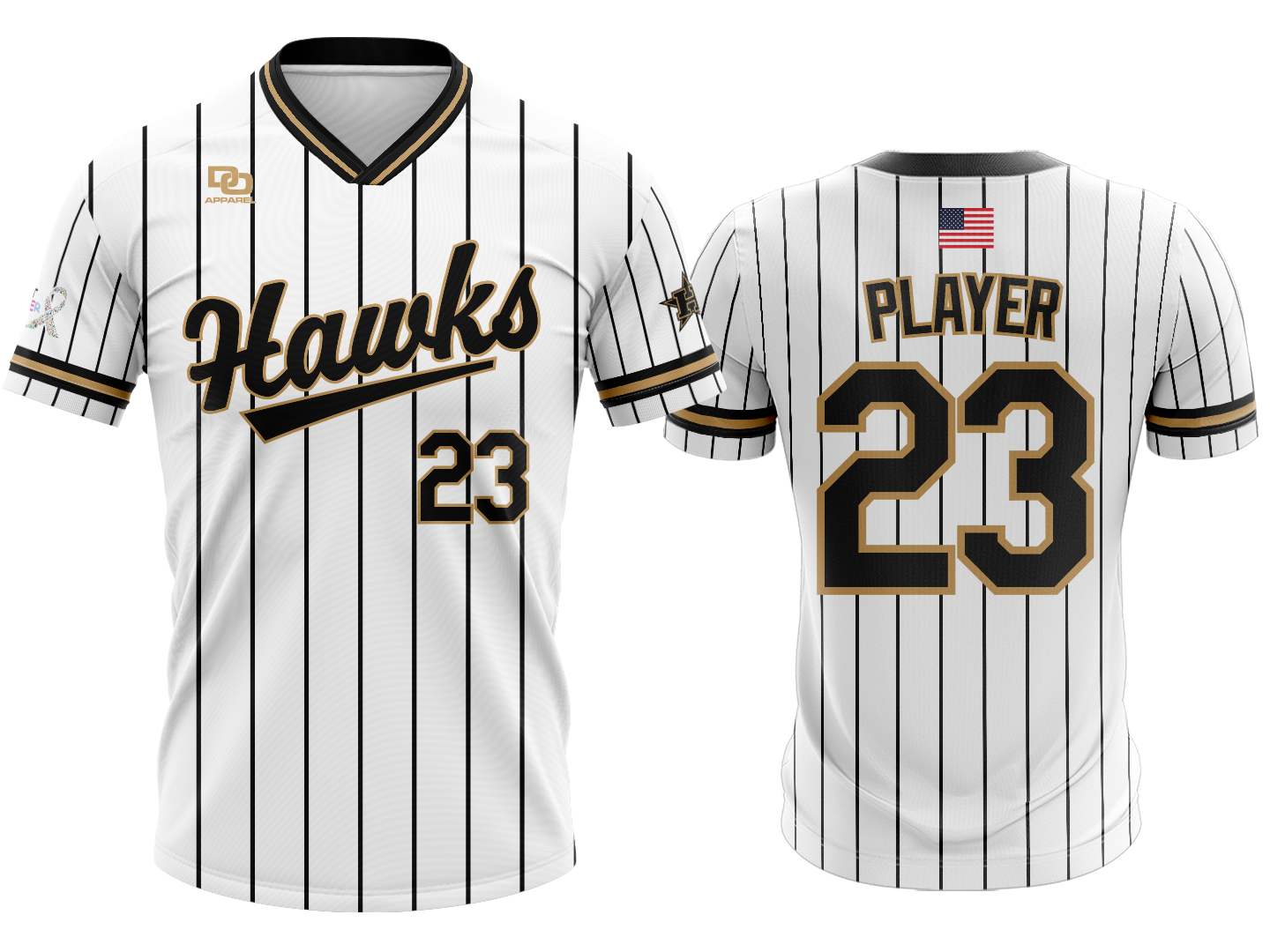 Custom V-Neck Jersey - White Pinstripe