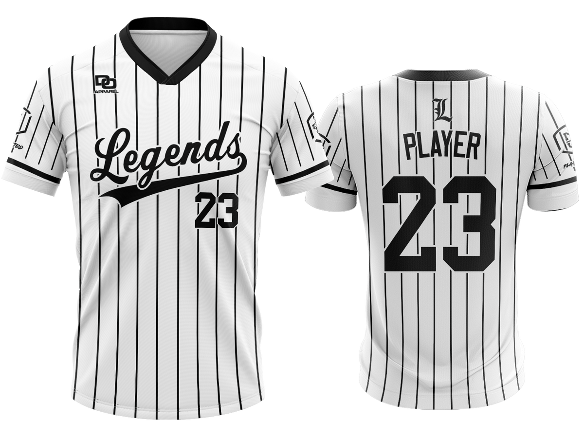 Custom V-Neck Jersey - White/Black Pinstripe
