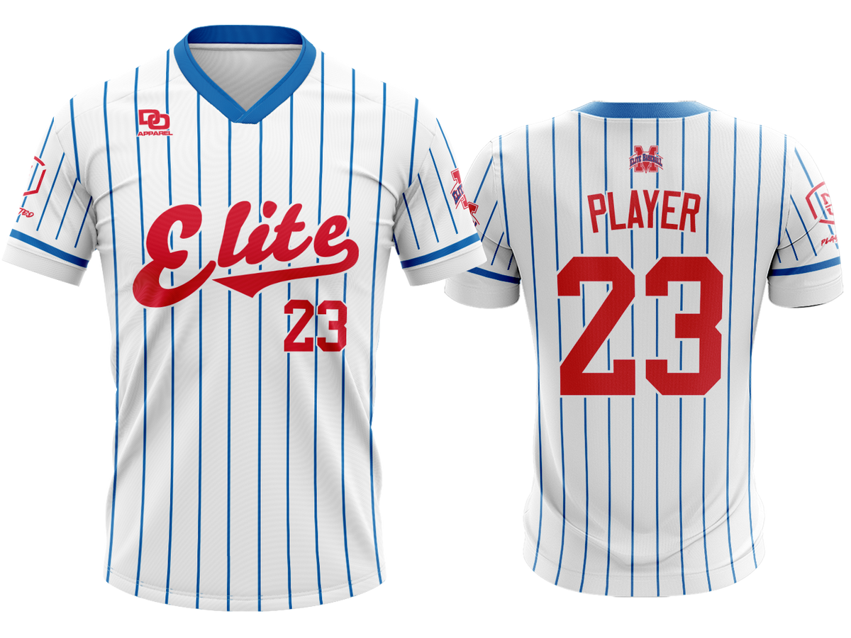 Custom V-Neck Jersey - White/Royal Pinstripe