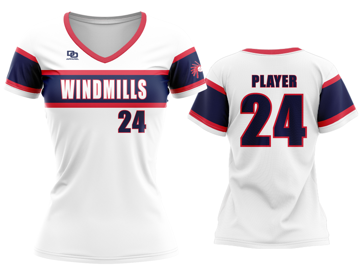 Custom V-Neck Jersey - White