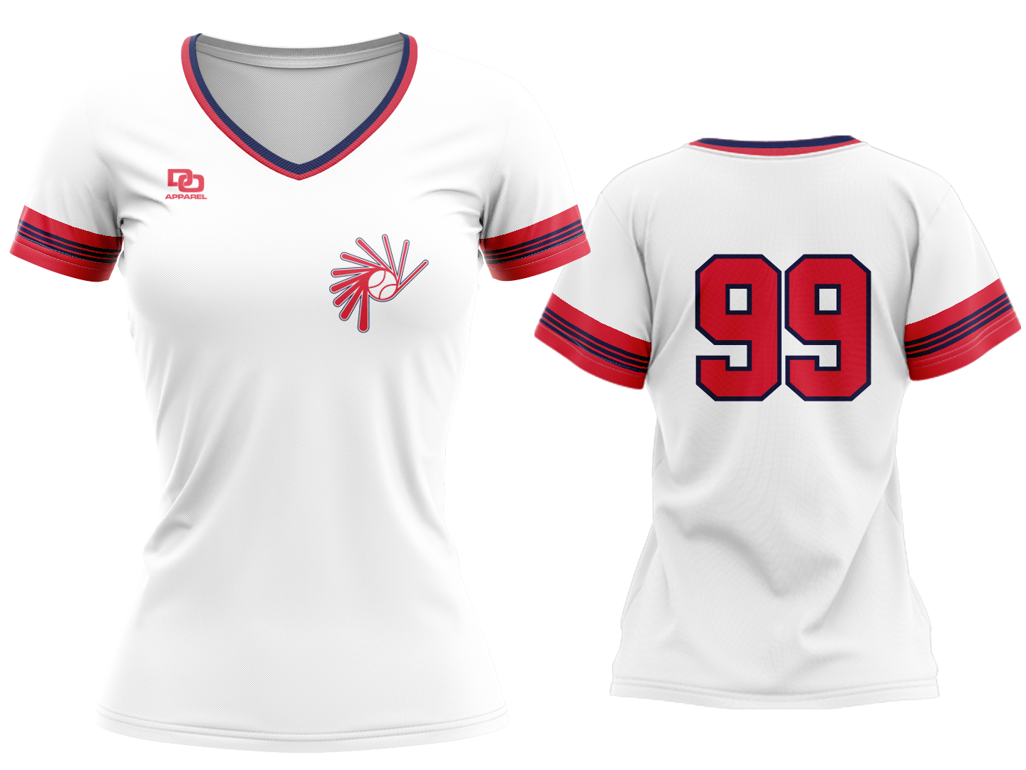 Custom V-Neck Jersey - White