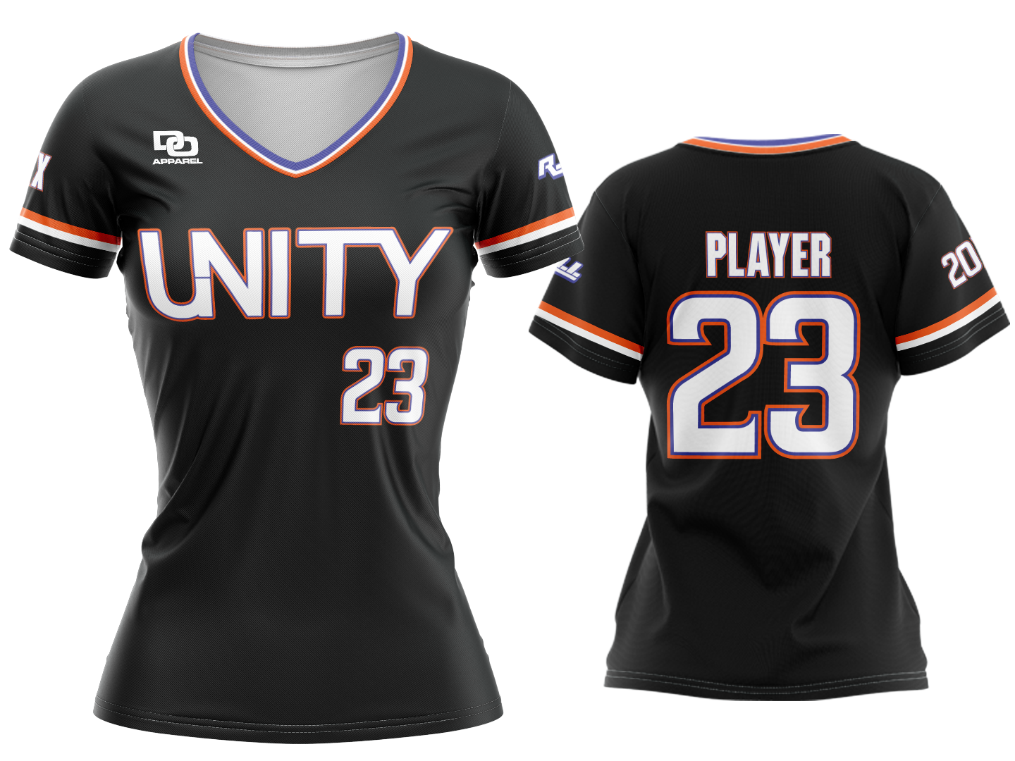 Custom Womens V-Neck Jersey - Black ROI