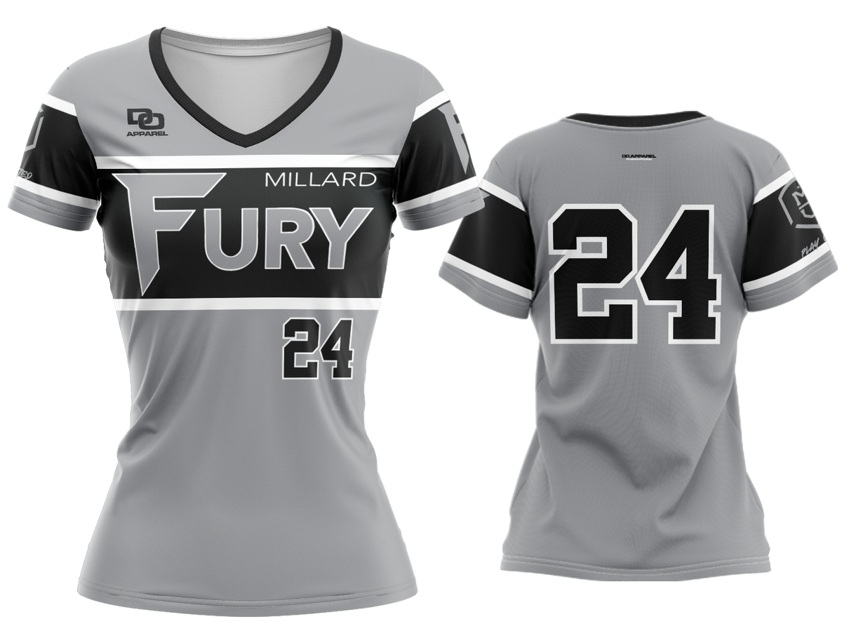 Custom V-Neck Jersey - Grey/Black Stripes