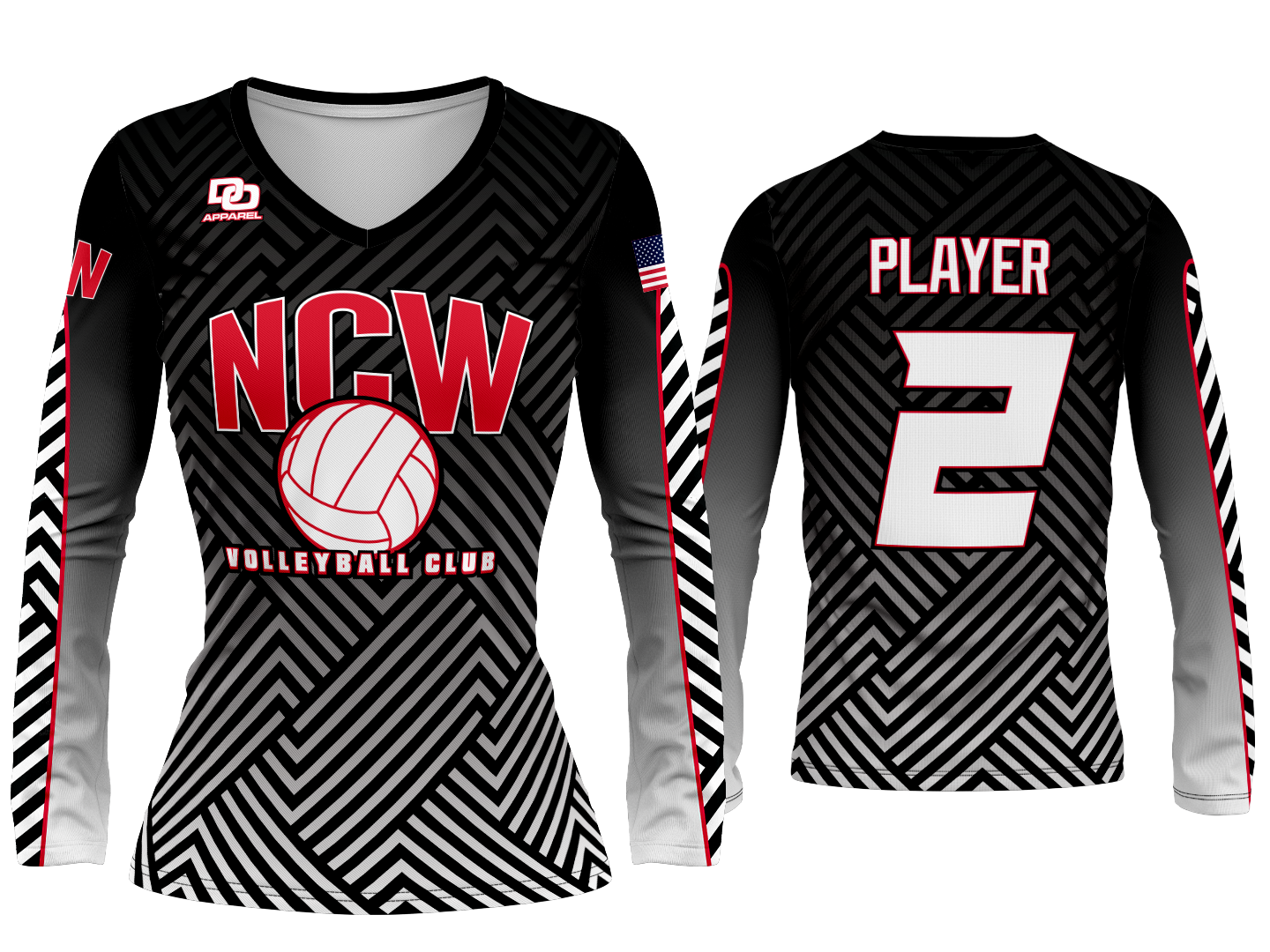 Custom Volleyball Jersey - Black Striped