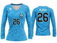 Custom Womens Long Sleeve Volleyball Jersey - Super Blue