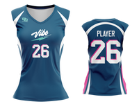 Custom Womens Sleeveless V-Neck Jersey - Varsity Blue