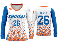 Custom Womens Long Sleeve V-neck Jersey - White Diamonds