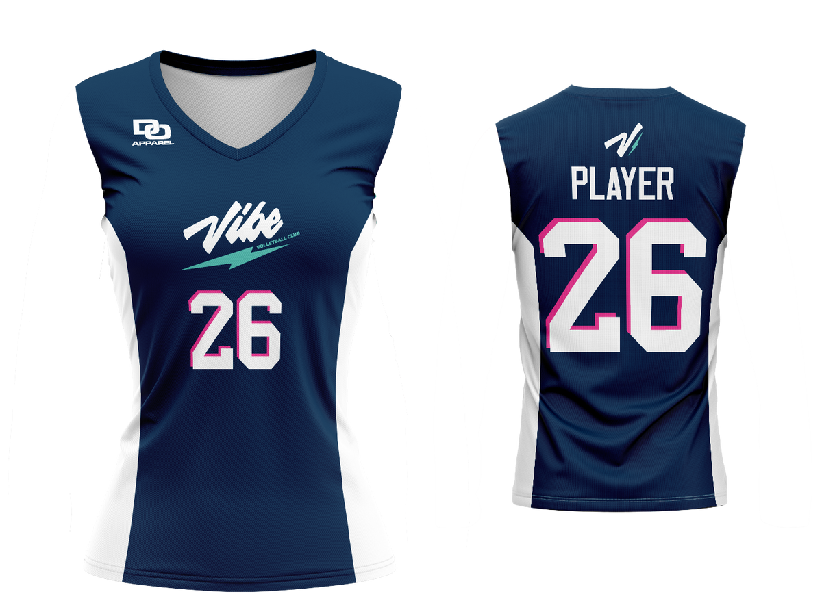 Custom Womens Sleeveless V-Neck Jersey - Navy