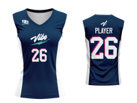 Custom Womens Sleeveless V-Neck Jersey - Navy