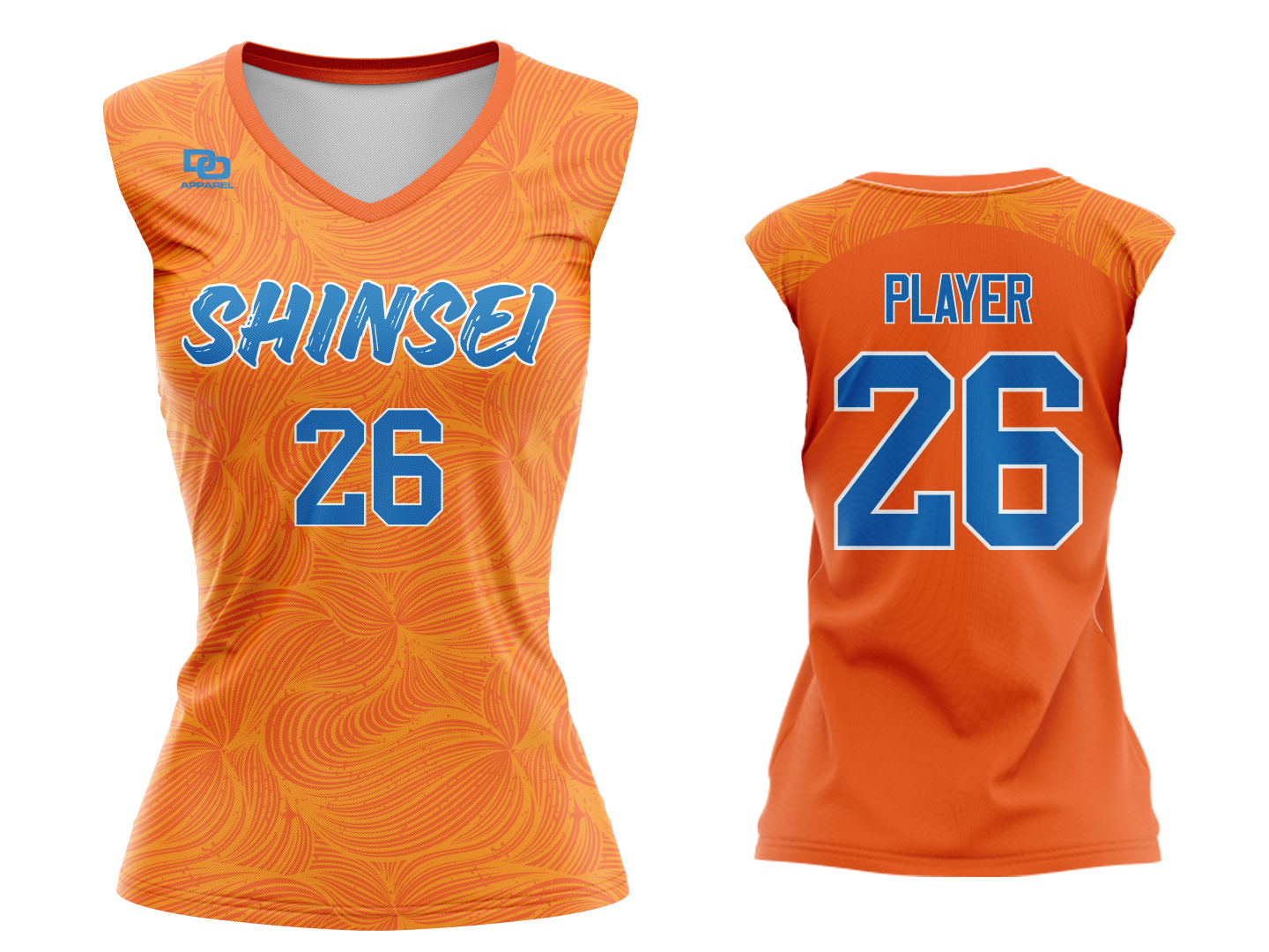 Custom Womens Sleeveless V-Neck Jersey - Orange