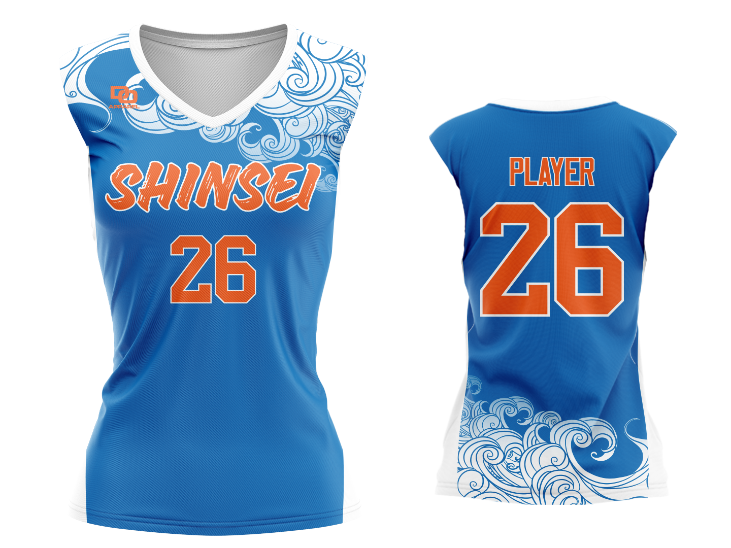 Custom Womens Sleeveless V-Neck Jersey - Royal