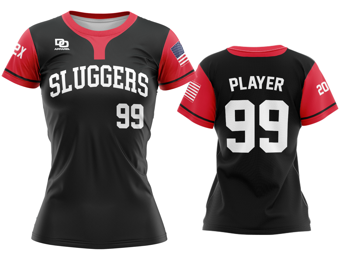 Custom Womens Crew Jersey - Black Wash