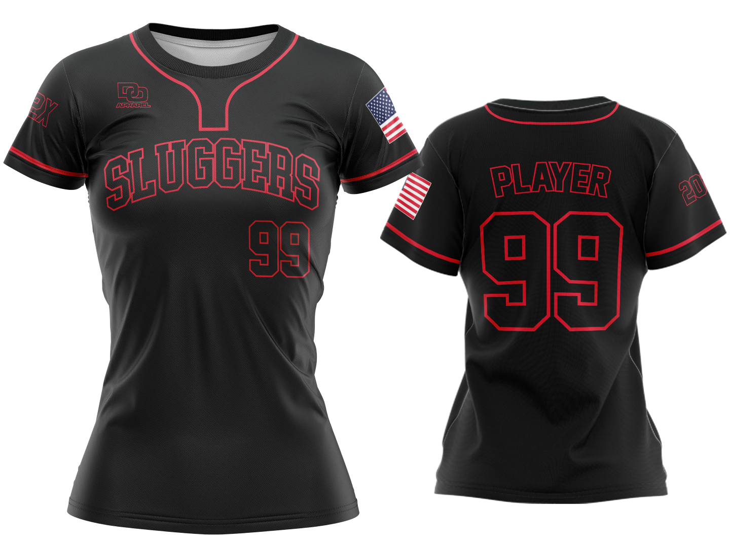Custom Womens Crew Jersey - Black