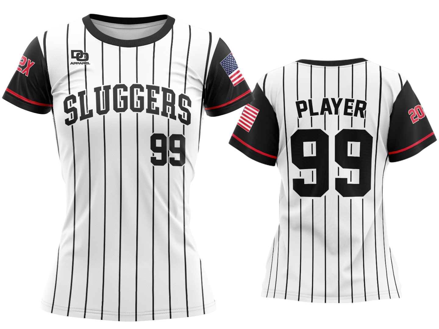 Custom Womens Crew Jersey - White Pinstripe