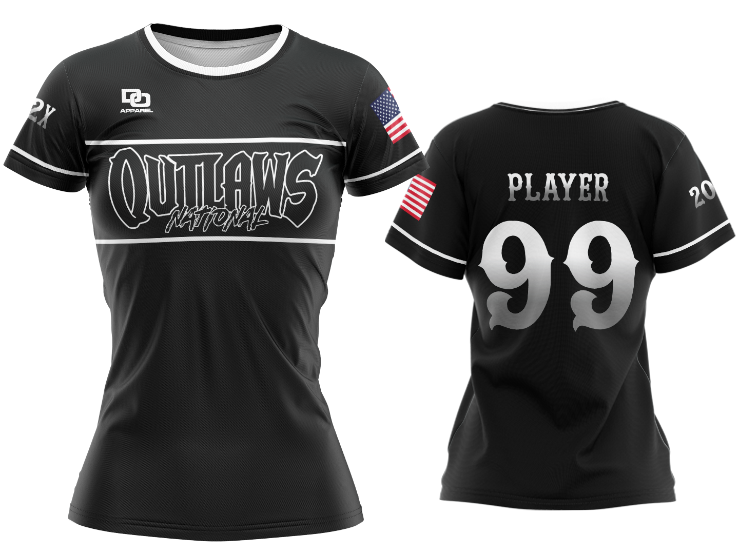 Custom Womens Crew Jersey - Black National